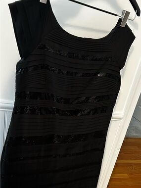 Monsoon Black Sequin Stripe Mini Dress